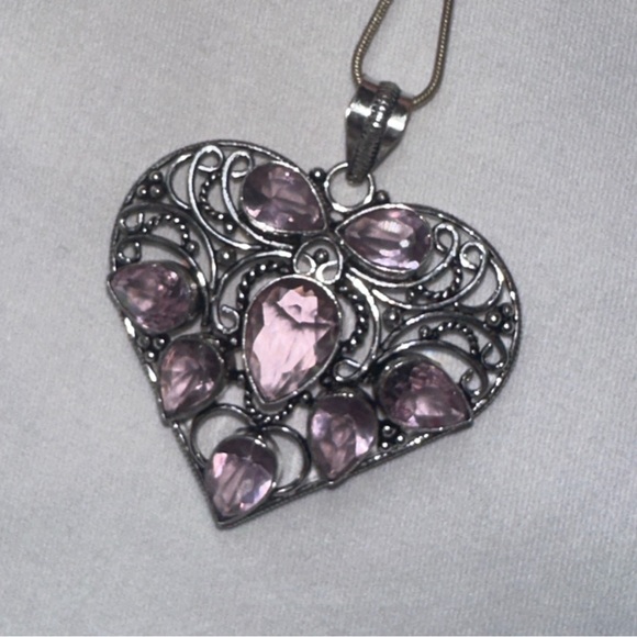 Charming Love Heart Pink Topaz multi-gem Pendant - Picture 3 of 9